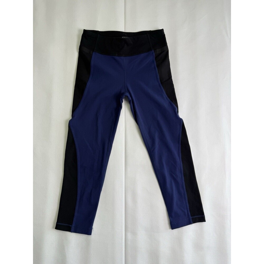 Athleta Girl Girls Blue/Black Colorblock Ankle Leggings L Nylon Spandex